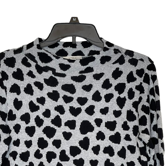 Ann Taylor Loft Womens‎ Top Size SP Petite Small Black Gray Cow Print Stretch - Picture 2 of 5
